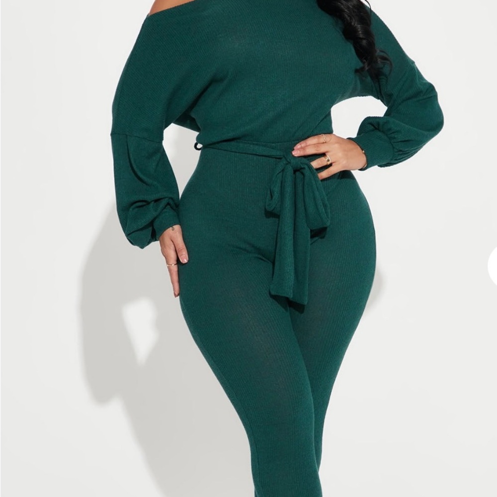 Fashion Nova Green Jumpsuit High-Waisted Comfort